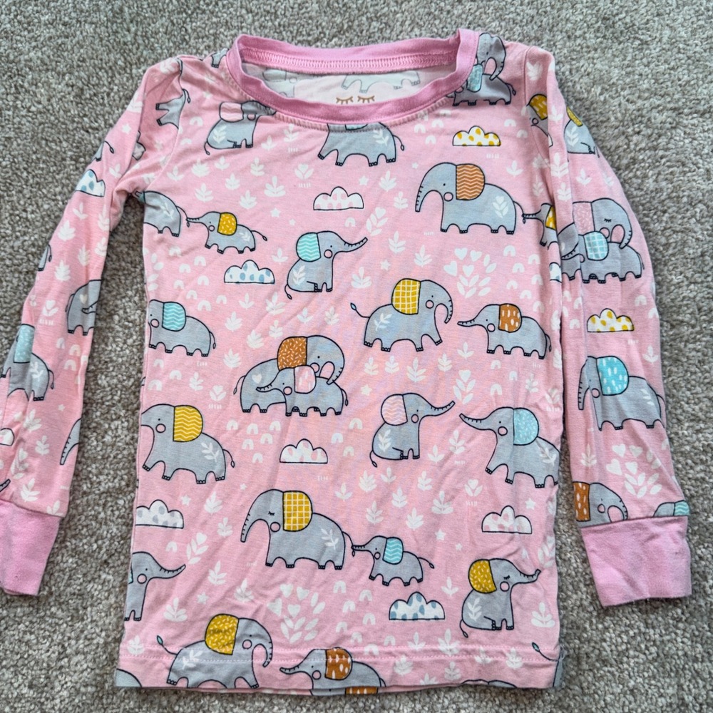 Little Sleepies Pink‎ Elephant Bamboo Viscose Pajama Top 18-24 Months